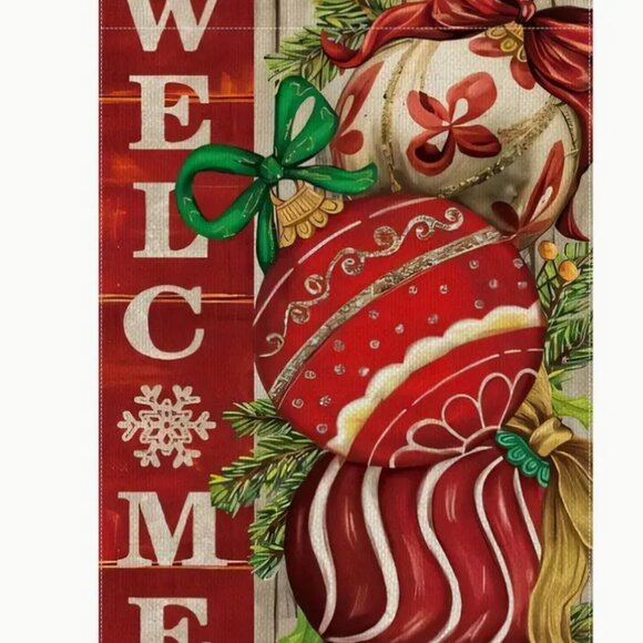 1pc 12"X18" Christmas Welcome Garden Flag with Bulbs - Picture 4 of 4